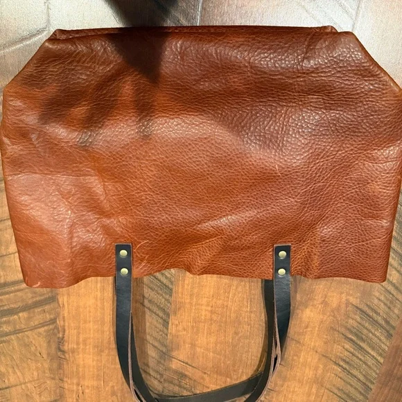 Portland Leather Brown Tote with Burgundy and Wine Pouches - Picture 6 of 7